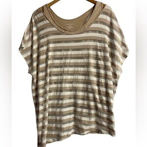 Lane Bryant off the shoulder top. Cream and white stripe, built in tank.